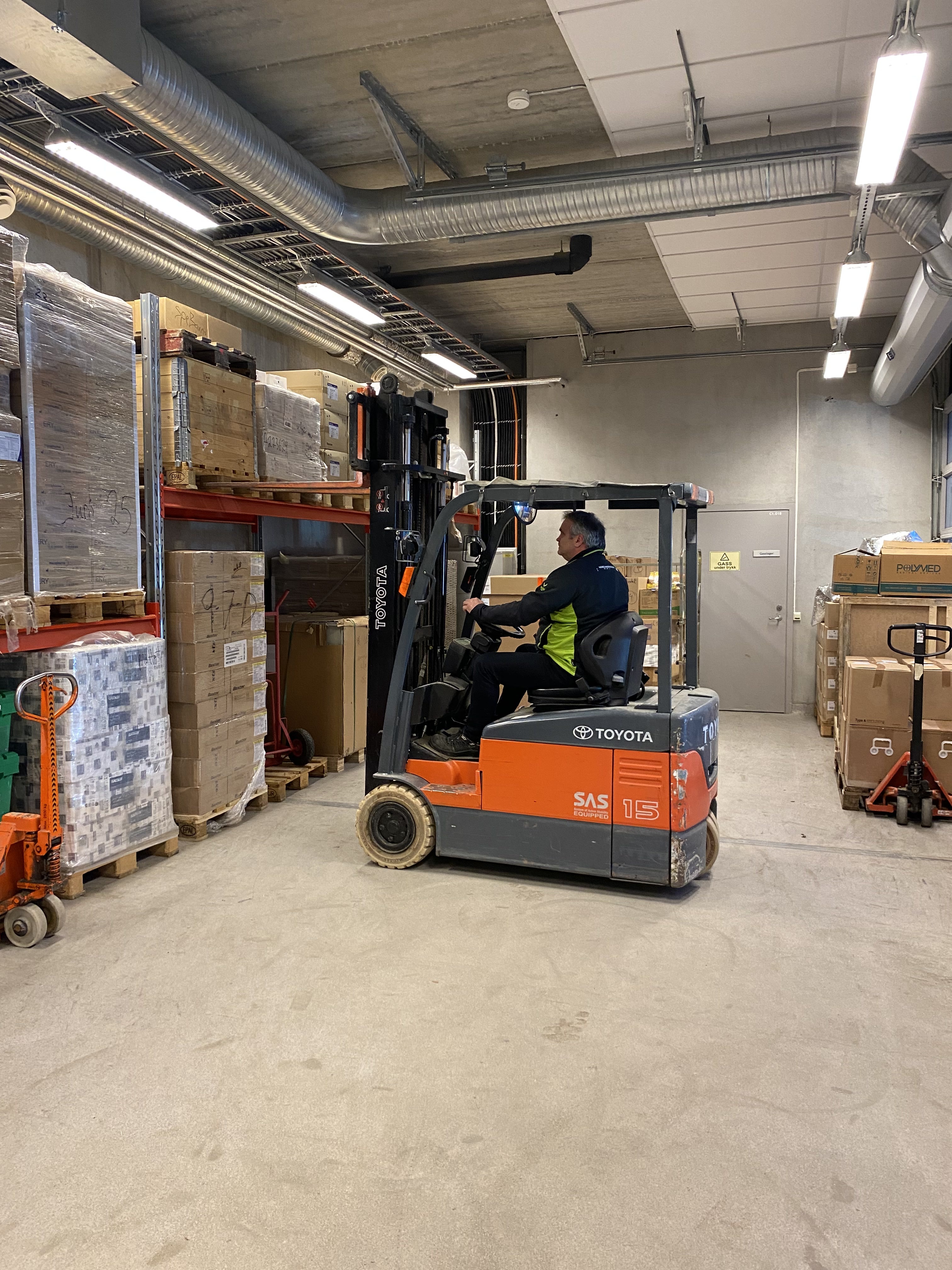 A person on a forklift