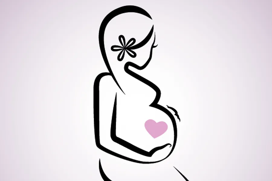 En tegning av en gravid dame