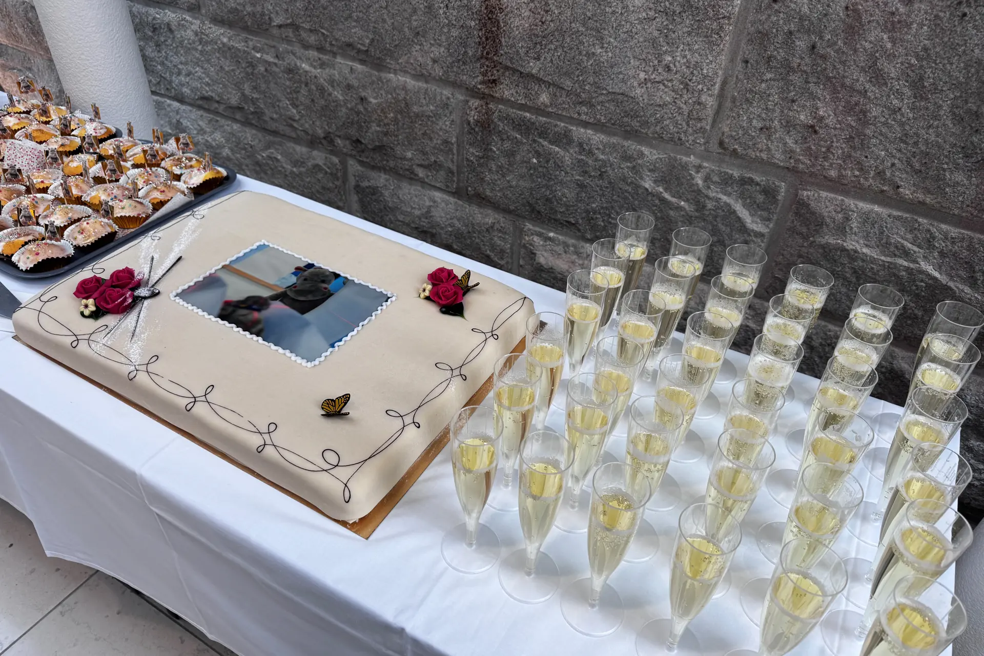 Marsipankake, muffins og champagneglass med Mozell