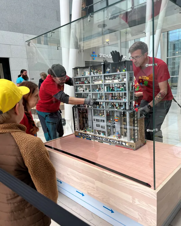 Folk som jobber med bygge legosykehus