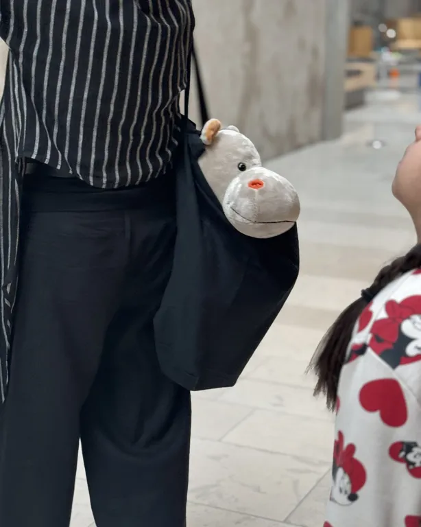 Kosedyr som sitter i et handlenett