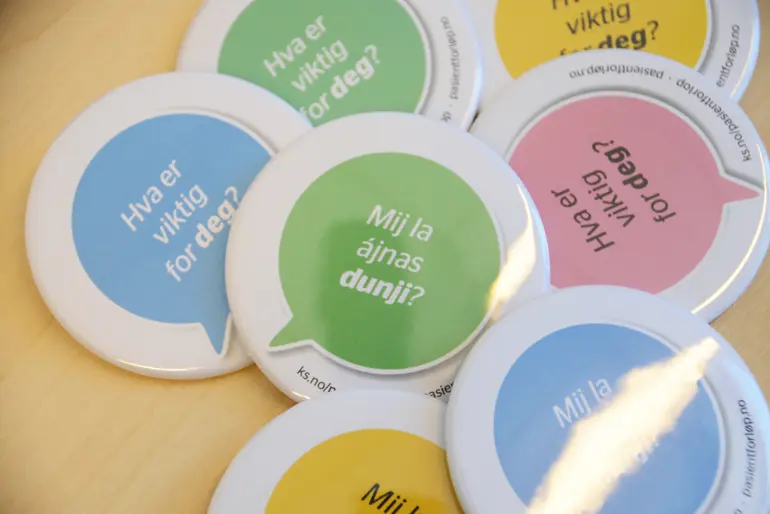 Buttons med teksten "hva er viktig for deg"