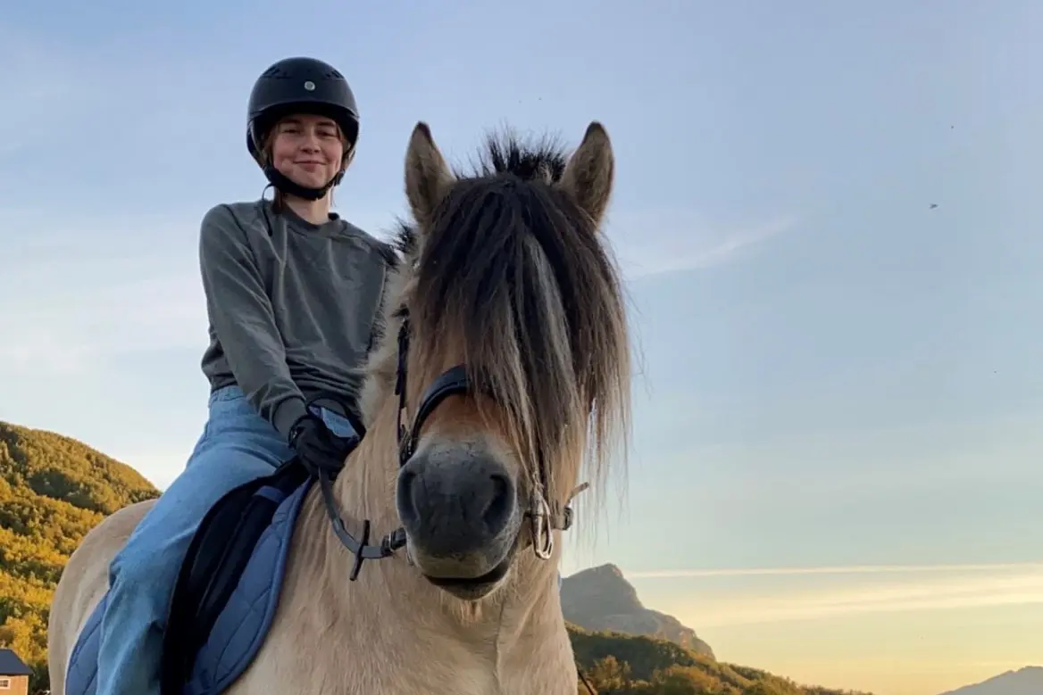 En person som rir på en hest