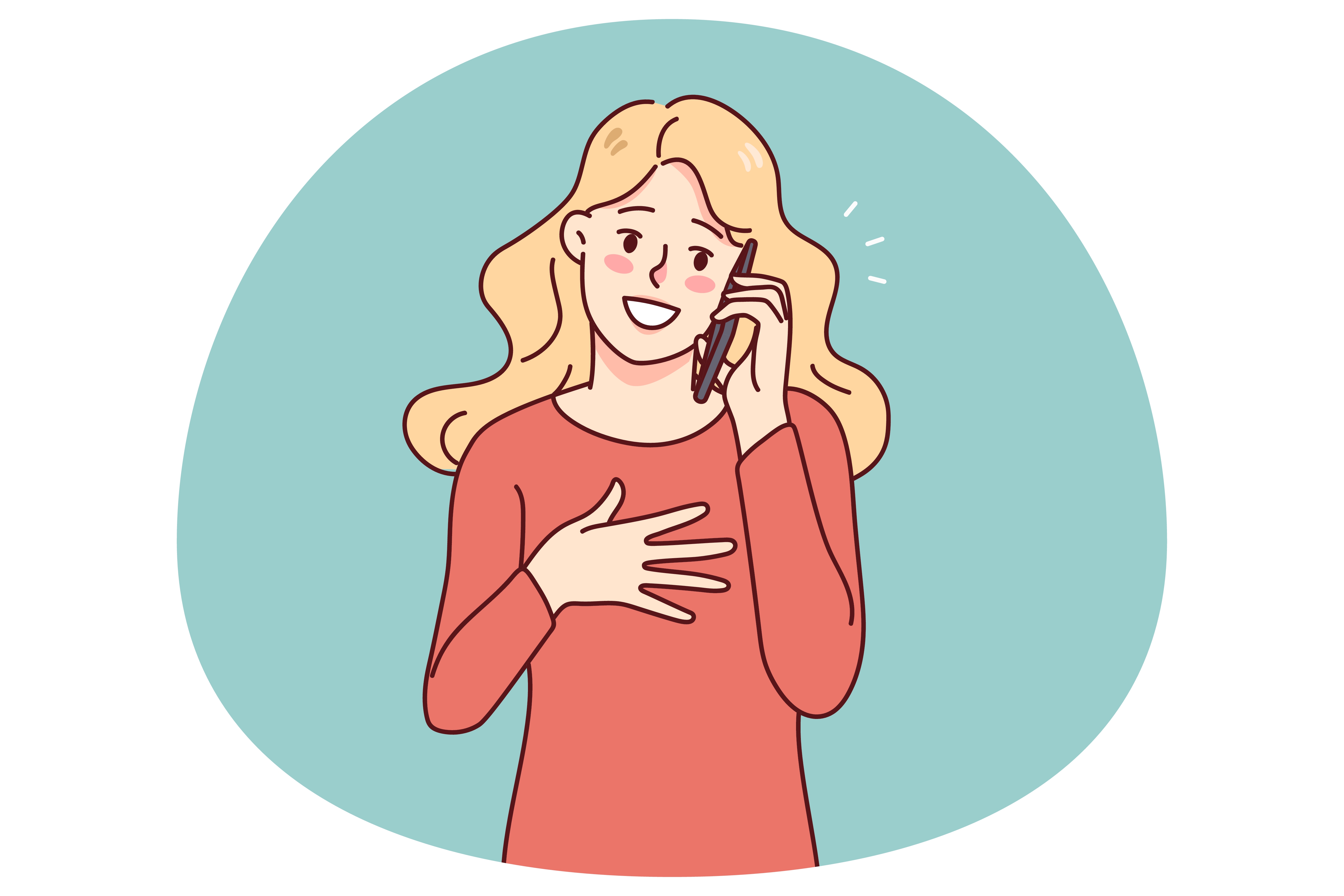 Illustrasjon av en dame som prater i telefon