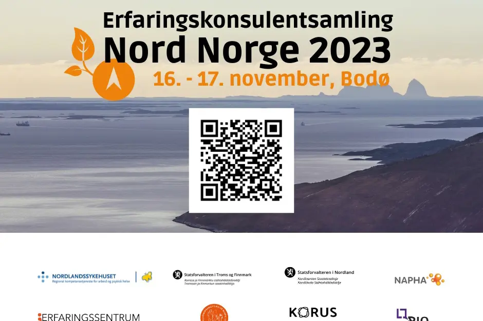 Collage med tekst og logoer