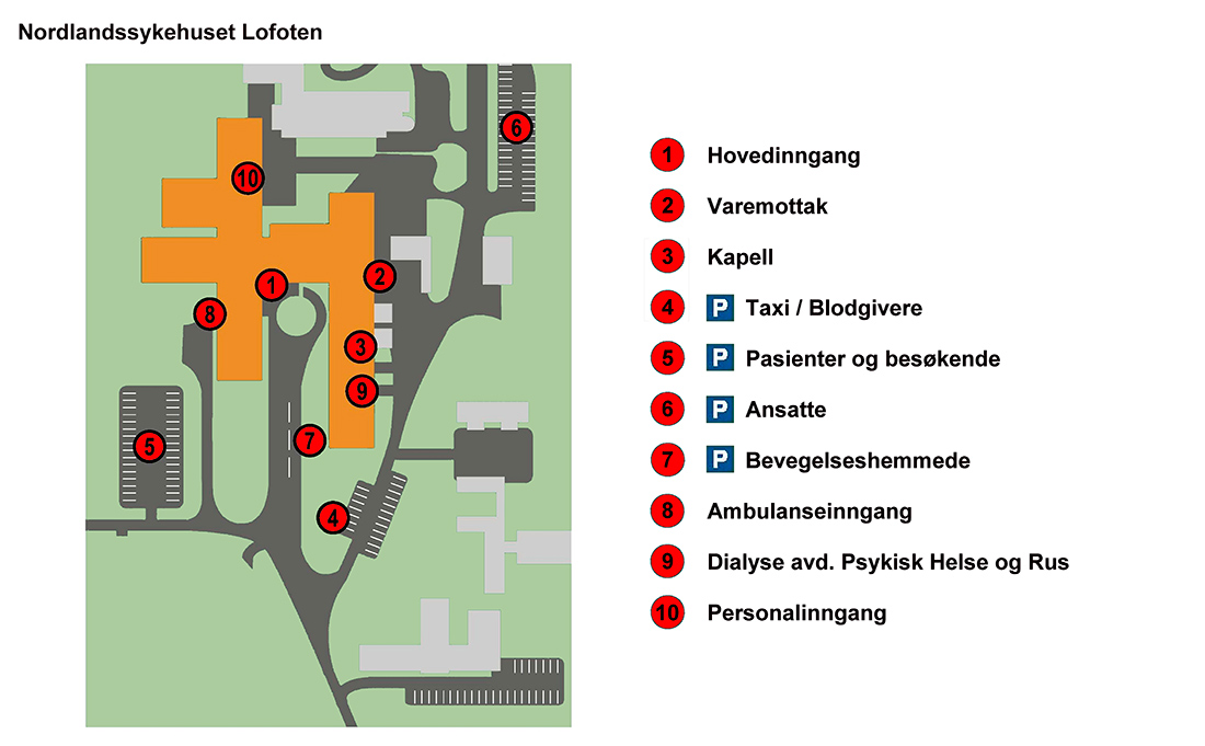 Tegning av området til sykehuset i Gravdal, Lofoten
