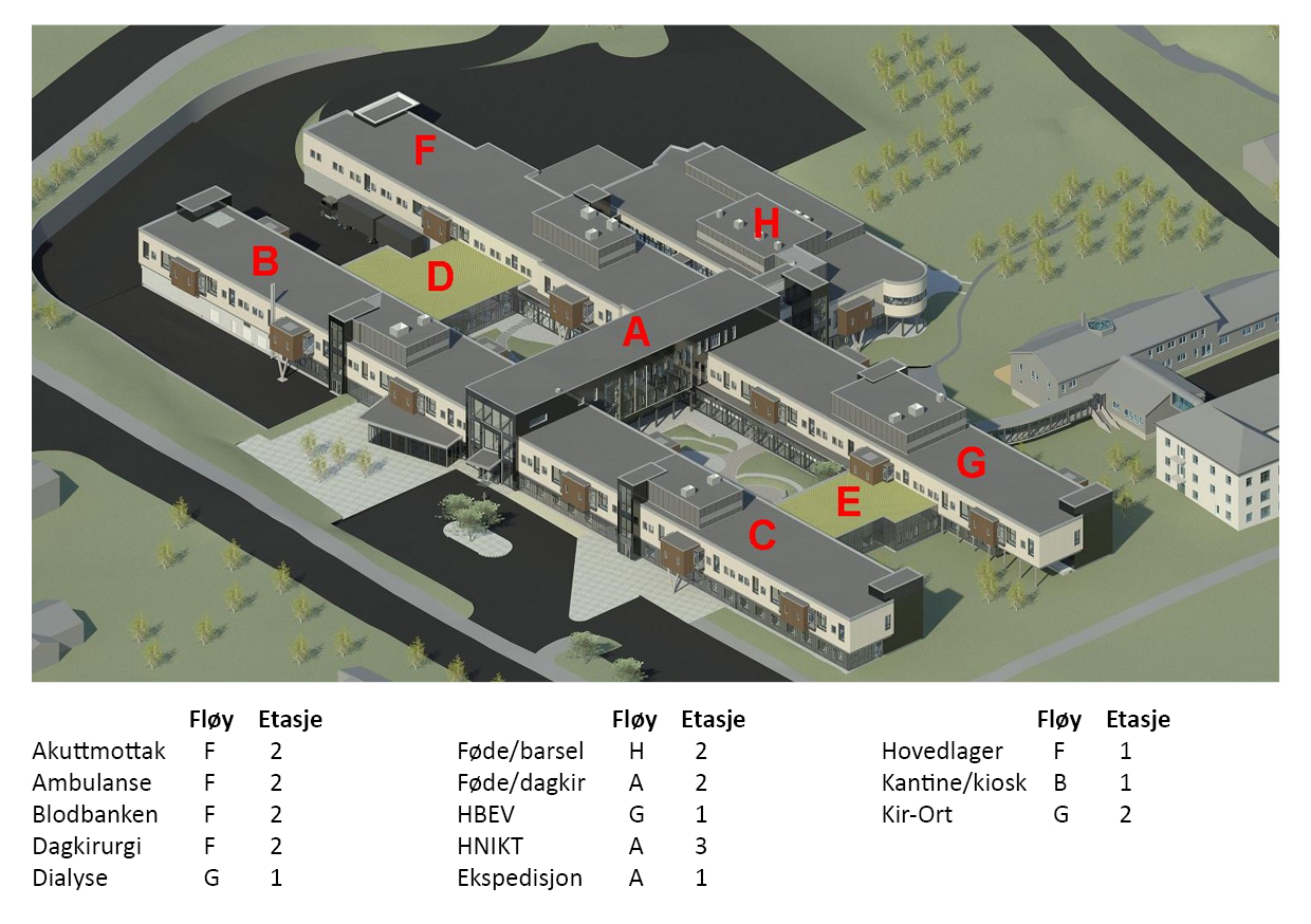 Kart over bygg og parkering