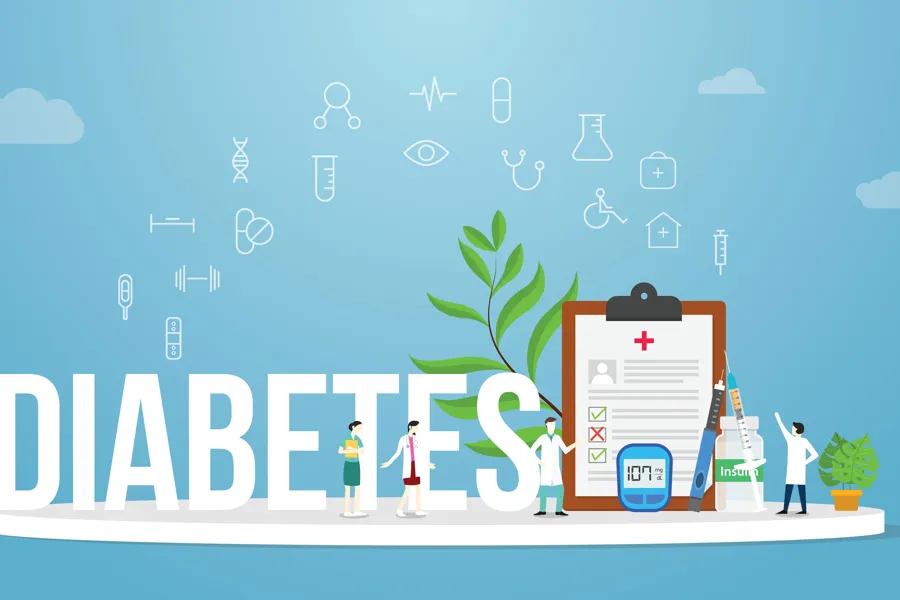 Illustrasjon som viser diabetesutstyr