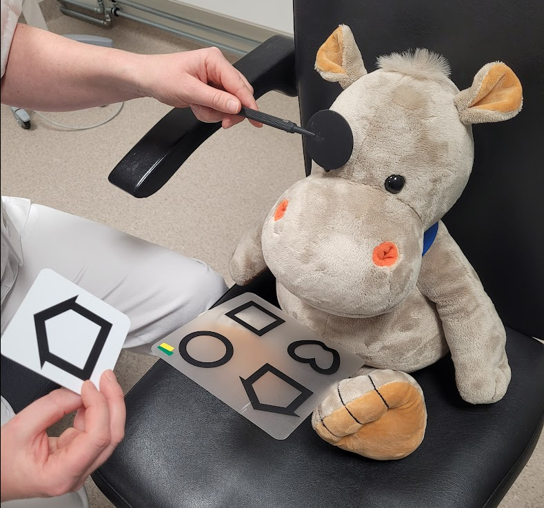 En person som klipper en bamse